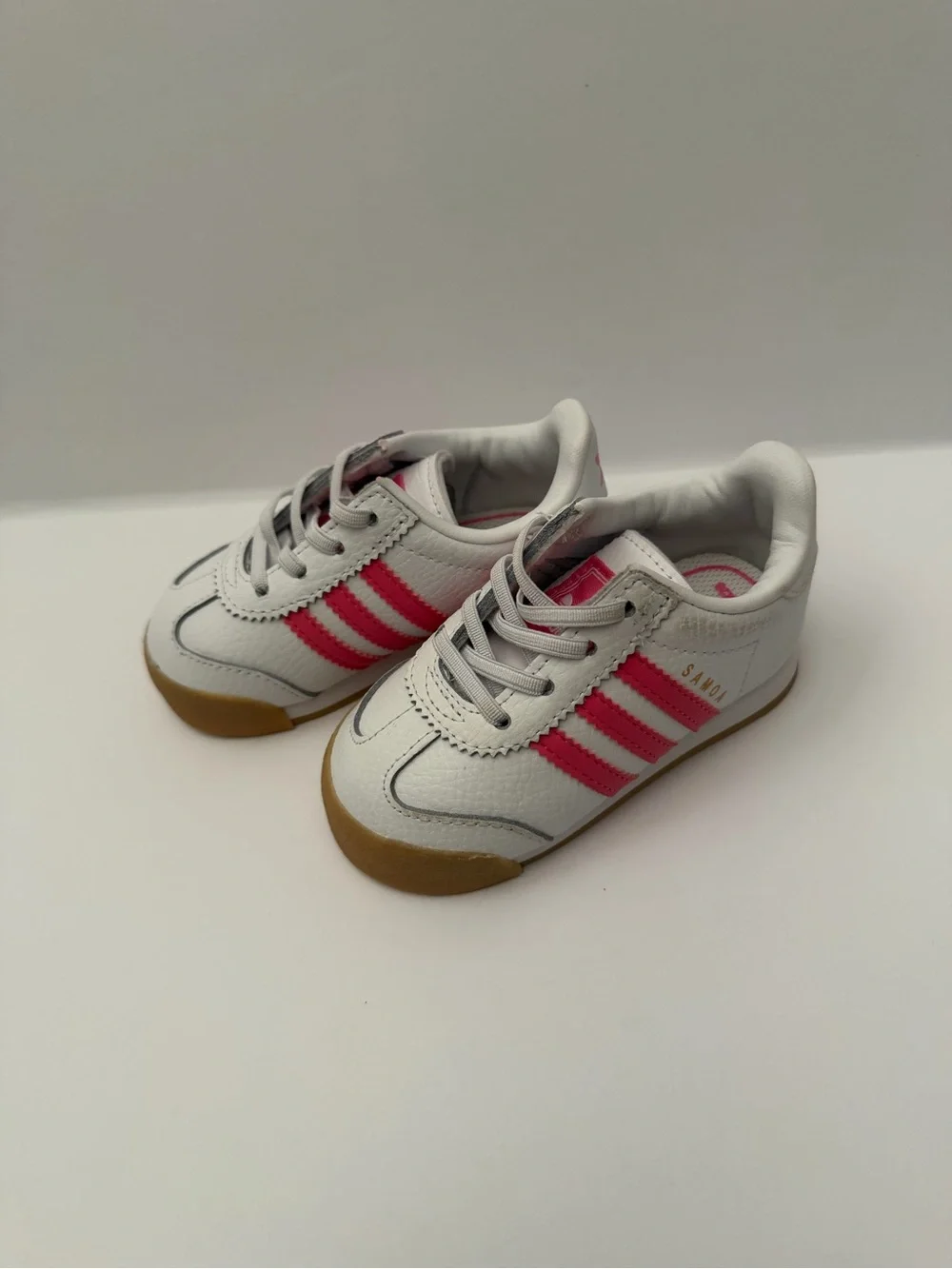 adidas Kids Samoa White & Pink Stripe Sneaker